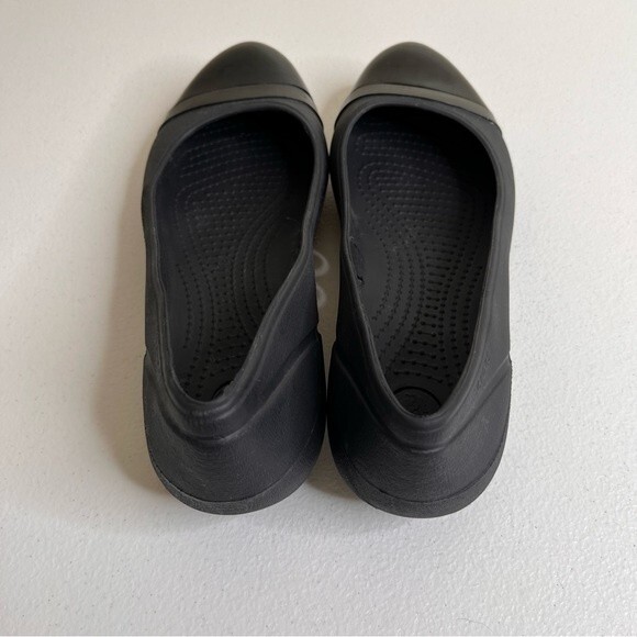 Crocs Patent Cap Toe Ballet Flat Black Comfort Slip On Casual Shoe Women Size 8 - Picture 9 of 14